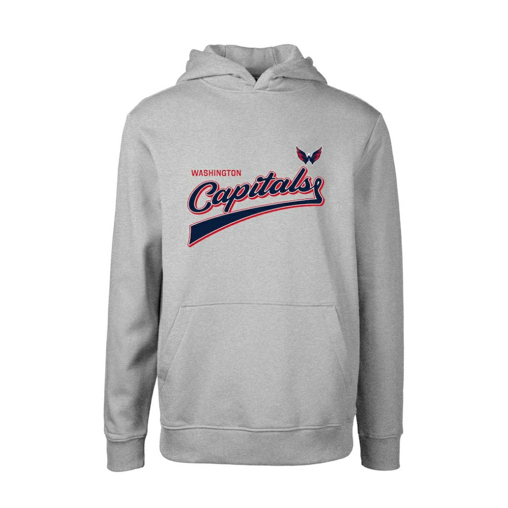 NHL Gray Washington Capitals Levelwear Youth Podium Retro Script Fleece Pullover Hoodie