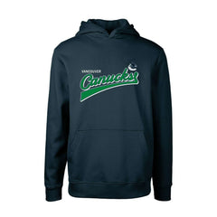 NHL Navy Vancouver Canucks Levelwear Youth Podium Retro Script Fleece Pullover Hoodie