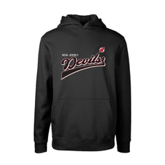NHL Black New Jersey Devils Levelwear Youth Podium Retro Script Fleece Pullover Hoodie