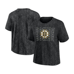 NHL Black Boston Bruins Fanatics Women's Faded Wash T-Shirt