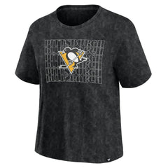 NHL Black Pittsburgh Penguins Fanatics Women's Faded Wash T-Shirt