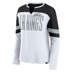 NHL White/Black Los Angeles Kings Fanatics Women's Frozen Long Sleeve Notch Neck T-Shirt