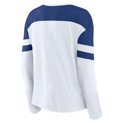 NHL White/Blue Toronto Maple Leafs Fanatics Women's Frozen Long Sleeve Notch Neck T-Shirt