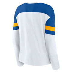 NHL White/Blue St. Louis Blues Fanatics Women's Frozen Long Sleeve Notch Neck T-Shirt
