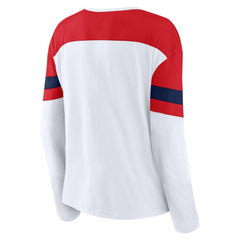 NHL White/Red Washington Capitals Fanatics Women's Frozen Long Sleeve Notch Neck T-Shirt