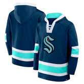 NHL Deep Sea Blue Seattle Kraken Fanatics Inside Line Fleece Pullover Hoodie- Deep Sea Blue