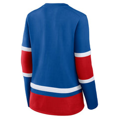 NHL Blue New York Rangers Fanatics Women's Prime Time Lace-Up Long Sleeve T-Shirt
