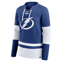 NHL Blue Tampa Bay Lightning Fanatics Women's Prime Time Lace-Up Long Sleeve T-Shirt