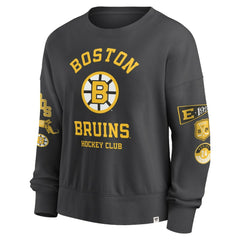 NHL Black Boston Bruins Fanatics Women's Oversized Vintage Go Team Pullover Sweatshirt
