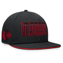 NHL Black Chicago Blackhawks Fanatics Fundamental Gino Stack Snapback Hat
