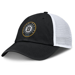 NHL Black/White Boston Bruins Fanatics Averie Trucker Adjustable Hat