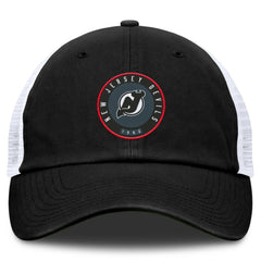 NHL Black/White New Jersey Devils Fanatics Averie Trucker Adjustable Hat