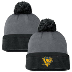 NHL Charcoal Pittsburgh Penguins Fanatics Women's Cuffed Knit Hat with Pom