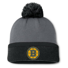 NHL Charcoal Boston Bruins Fanatics Women's Cuffed Knit Hat with Pom
