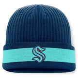 NHL Deep Sea Blue Seattle Kraken Fanatics Blueliner Cuffed Knit Hat