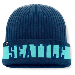 NHL Deep Sea Blue Seattle Kraken Fanatics Blueliner Cuffed Knit Hat