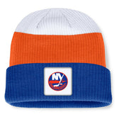 NHL Royal/Orange New York Islanders Fanatics Heritage Showboat Color-Block Cuffed Knit Hat