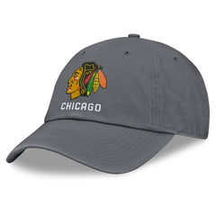 NHL Charcoal Chicago Blackhawks Fanatics Washed Adjustable Hat