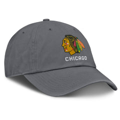 NHL Charcoal Chicago Blackhawks Fanatics Washed Adjustable Hat