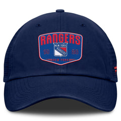 NHL Blue New York Rangers Fanatics Fundamental One-Time Trucker Adjustable Hat