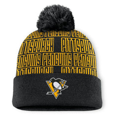 NHL Black Pittsburgh Penguins Fanatics Fundamental Empty Net Cuffed Knit Hat with Pom