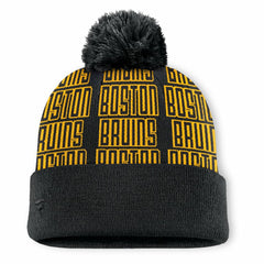 NHL Black Boston Bruins Fanatics Fundamental Empty Net Cuffed Knit Hat with Pom