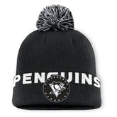 NHL Black Pittsburgh Penguins Fanatics Fundamental High Stick Cuffed Knit Hat with Pom