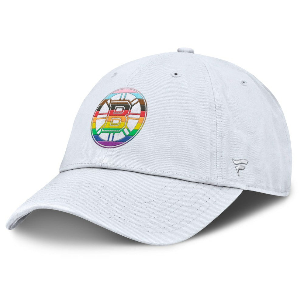 NHL White Boston Bruins Fanatics PRIDE Adjustable Hat