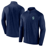 NHL Navy Seattle Kraken Logo Athletic Head-to-Head Raglan Quarter-Zip Top