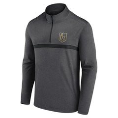 NHL Heather Charcoal Vegas Golden Knights Logo Athletic Head-to-Head Raglan Quarter-Zip Top