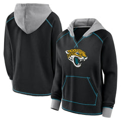 Logo Athletic Women's Boom Fleece Pullover V-Neck Hoodie - Jacksonville Jaguars