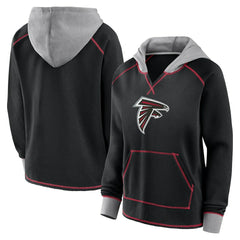 Logo Athletic Women's Boom Fleece Pullover V-Neck Hoodie - Atlanta Falcons