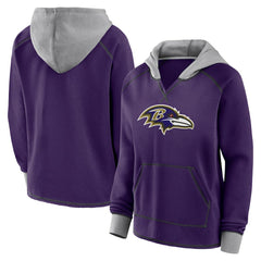 Logo Athletic Women's Boom Fleece Pullover V-Neck Hoodie - Baltimore Ravens