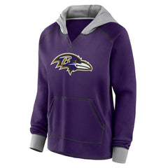 Logo Athletic Women's Boom Fleece Pullover V-Neck Hoodie - Baltimore Ravens