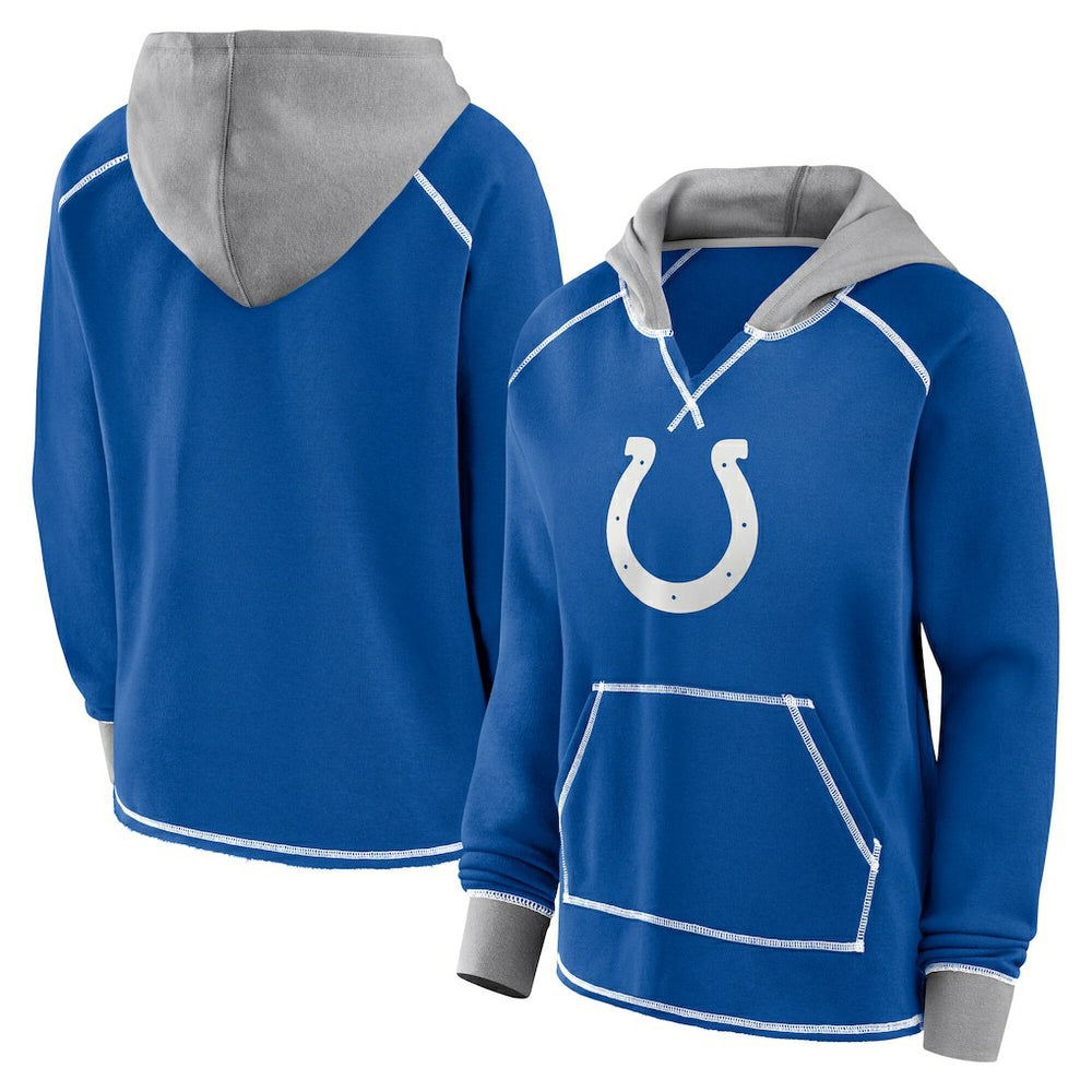 Logo Athletic Women's Boom Fleece Pullover V-Neck Hoodie - Indianapolis Colts