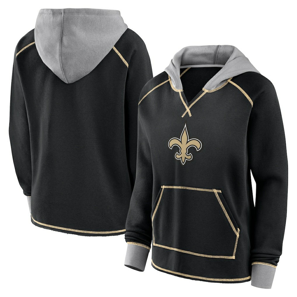 Logo Athletic Women's Boom Fleece Pullover V-Neck Hoodie - New Orleans Saints