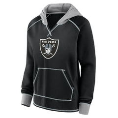 Logo Athletic Women's Boom Fleece Pullover V-Neck Hoodie - Las Vegas Raiders