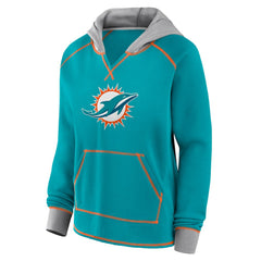 Logo Athletic Women's Boom Fleece Pullover V-Neck Hoodie - Miami Dolphins