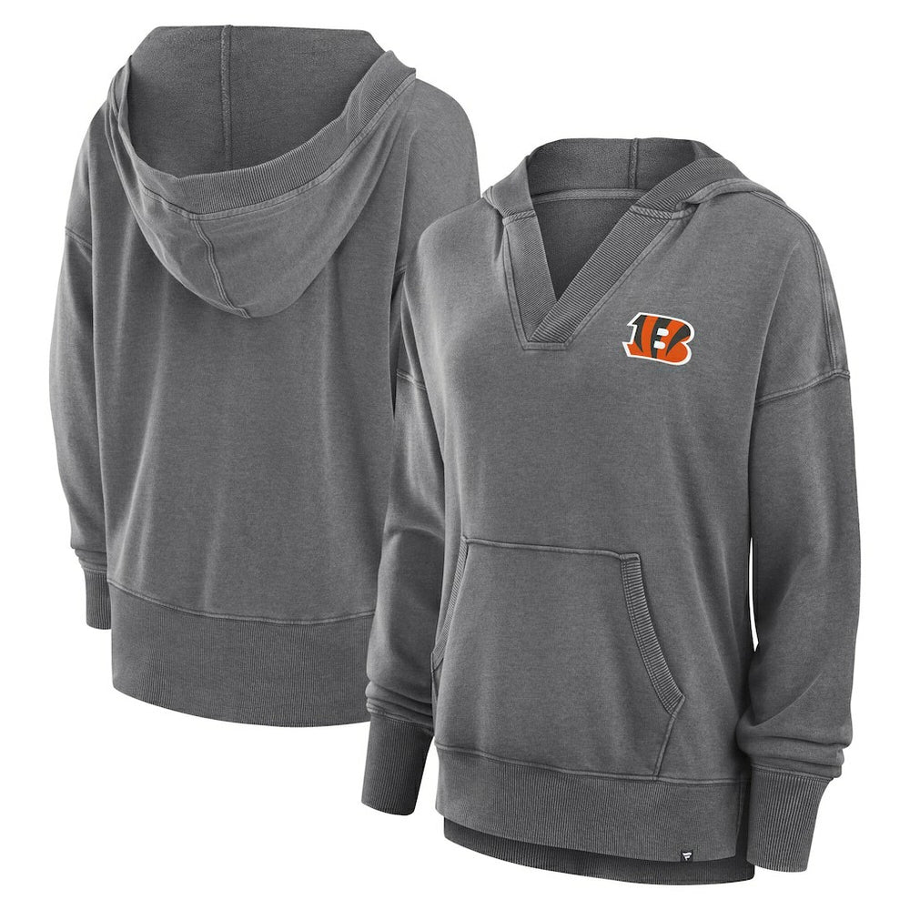 Women's Initiative Snow Wash French Terry V-Neck Pullover Hoodie - Cincinnati Bengals