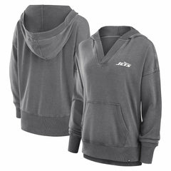 Women's Initiative Snow Wash French Terry V-Neck Pullover Hoodie - New York Jets