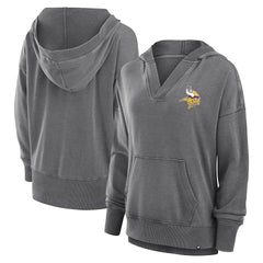 Women's Initiative Snow Wash French Terry V-Neck Pullover Hoodie - Minnesota Vikings
