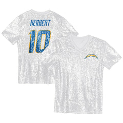 Justin Herbert Girls Youth Sequin V-Neck Fashion Jersey - Los Angeles Chargers