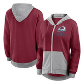 NHL Burgundy Colorado Avalanche Logo Athletic Women's Hit It French Terry Full-Zip Hoodie