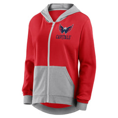 NHL Red Washington Capitals Logo Athletic Women's Hit It French Terry Full-Zip Hoodie