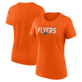 NHL Orange Philadelphia Flyers Logo Athletic Women's Launch Scoop Neck T-Shirt