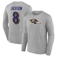 Lamar Jackson Icon Player Name & Number Long Sleeve T-Shirt - Baltimore Ravens