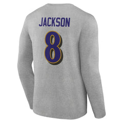 Lamar Jackson Icon Player Name & Number Long Sleeve T-Shirt - Baltimore Ravens