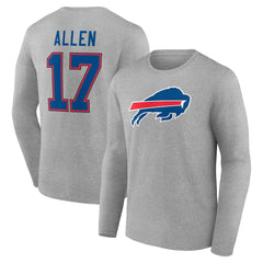 Josh Allen Icon Player Name & Number Long Sleeve T-Shirt - Buffalo Bills