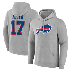 Josh Allen Icon Player Name & Number Pullover Hoodie - Buffalo Bills