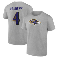 Zay Flowers Icon Player Name & Number T-Shirt - Baltimore Ravens